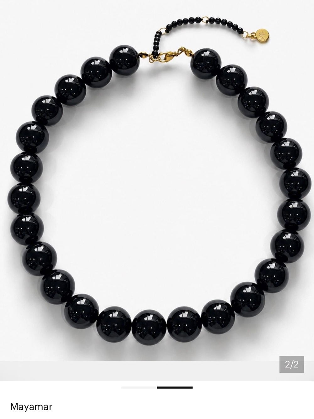Mayamar Black Agate Stone Necklace with Gold Accents